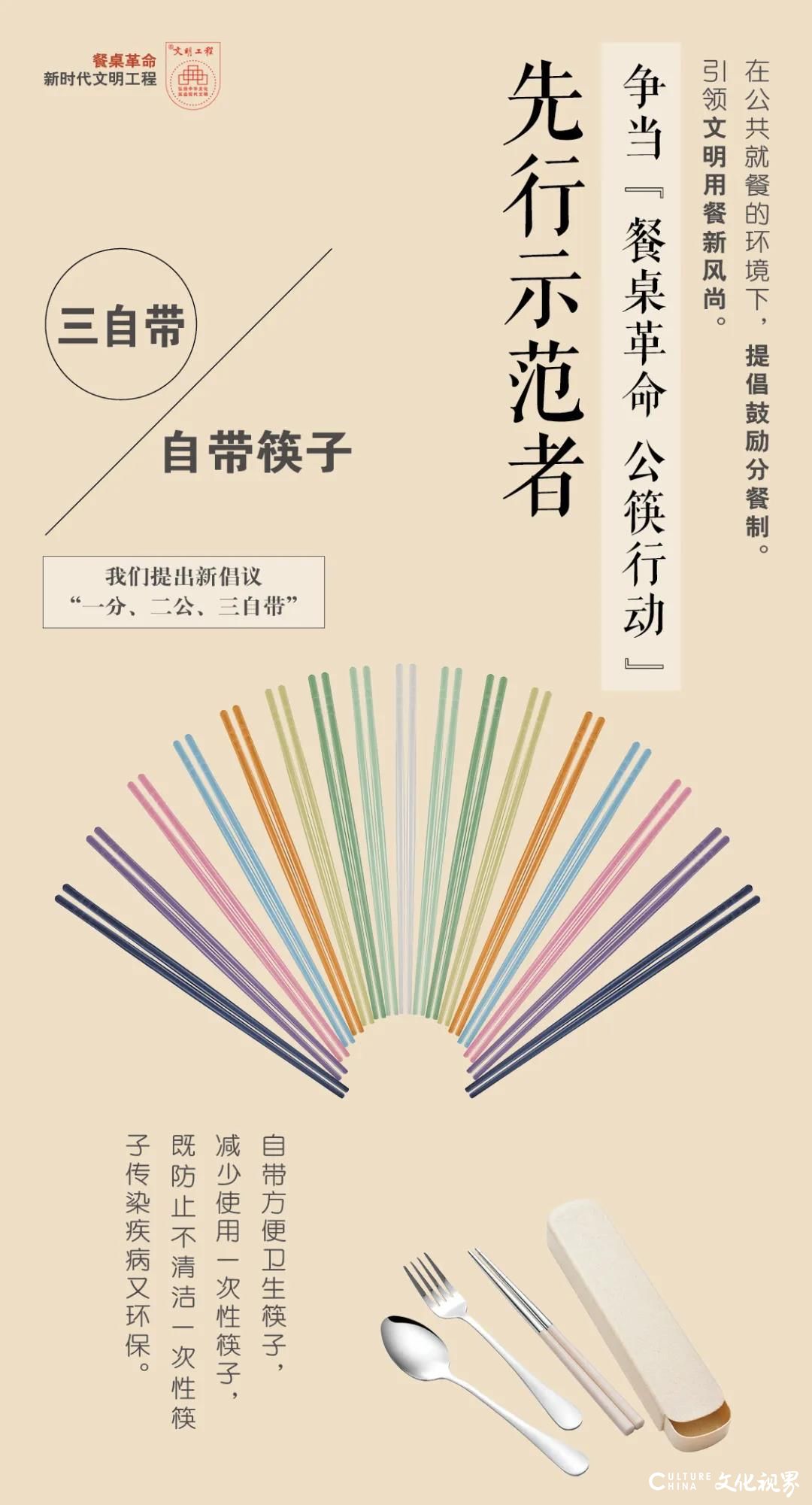 家里家外，公勺公筷——餐桌革命新倡议：“一分二公三自带”