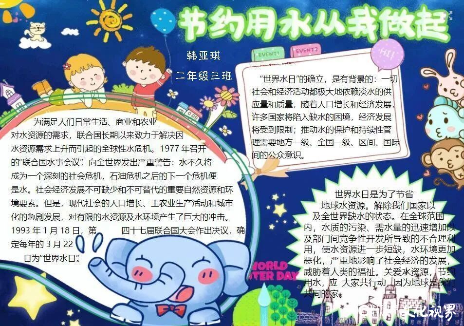 手抄报 宣传画  小妙招  小视频……山师附小少先队组织“世界水日”主题活动