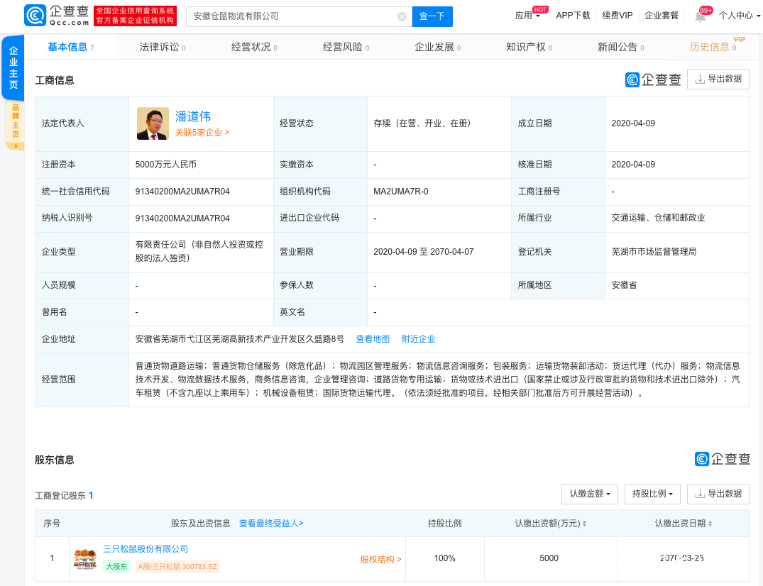 三只松鼠9千万成立物流、供应链公司，加紧全渠道建设