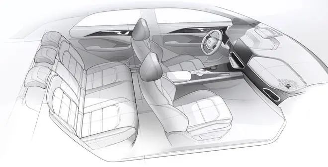 简约而富有科技感，几何汽车旗下首款纯电suv——几何C内饰渲染图曝光