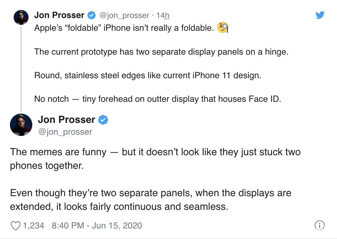 网曝苹果正开发可折叠iPhone：两块屏幕连接而成，无刘海
