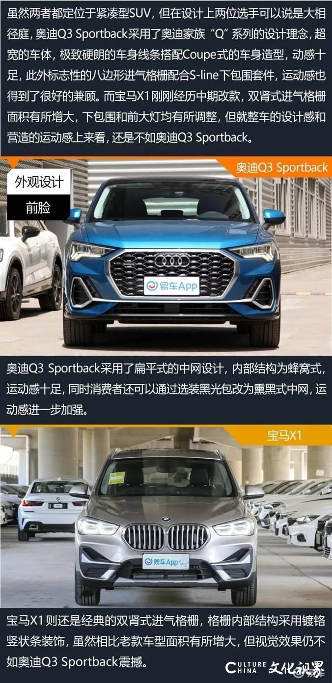 豪华入门级SUV，奥迪Q3 Sportback对比宝马X1，你选谁？