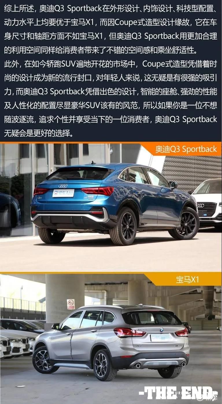 豪华入门级SUV，奥迪Q3 Sportback对比宝马X1，你选谁？