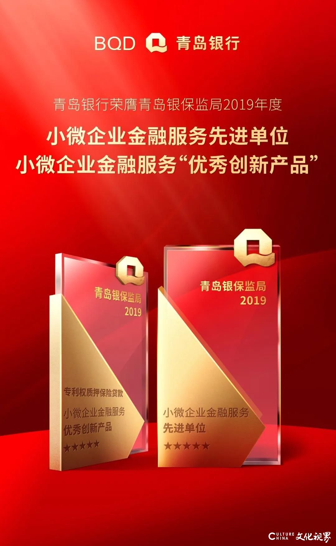 “2019年度小微企业金融服务先进单位”和“优秀创新产品”——青岛银行荣获小微企业金融服务双殊荣