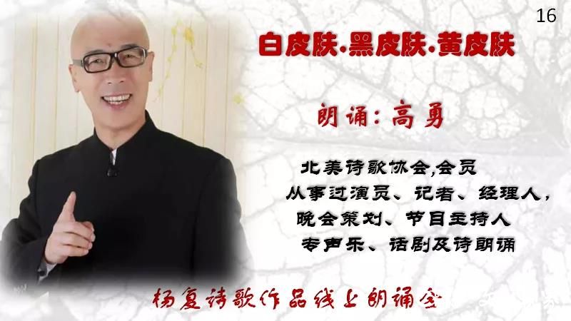 两岸三家诵和声   真情同心祈太平——杨复诗歌作品线上朗诵会在北美诗歌微信群激情上演