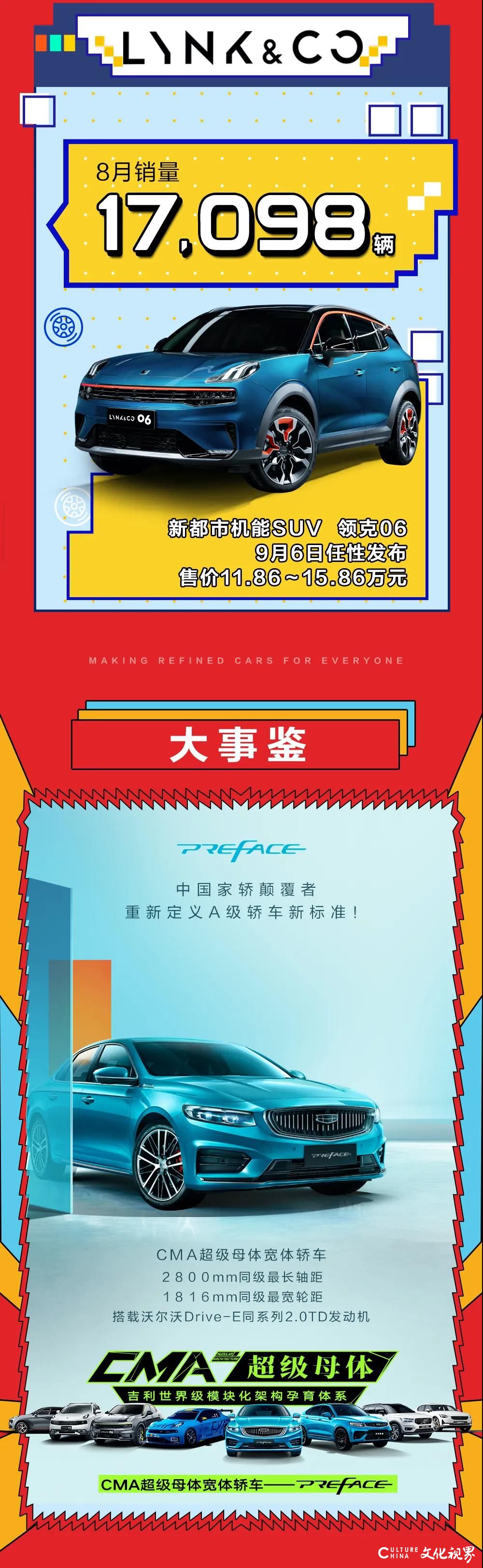 吉利汽车8月总销量达到113443辆，连续三年蝉联中国品牌乘用车销量冠军