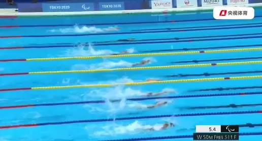 东京残奥会女子50米自由泳S11级重赛，中国队再次包揽金银牌 