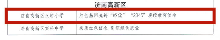 济南高新区汉峪小学获评全市“一校一品”党建品牌创建培育学校