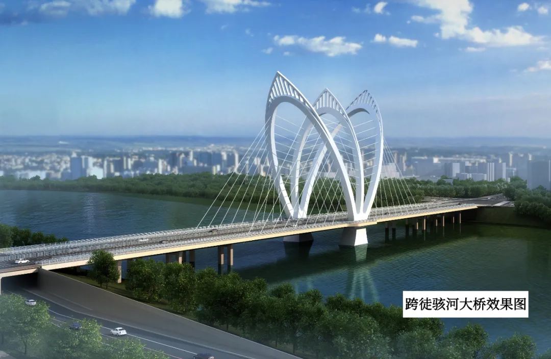 聊城市兴华路跨徒骇河大桥成功挂索，是国内首座应用千吨级碳纤维斜拉索的车行桥