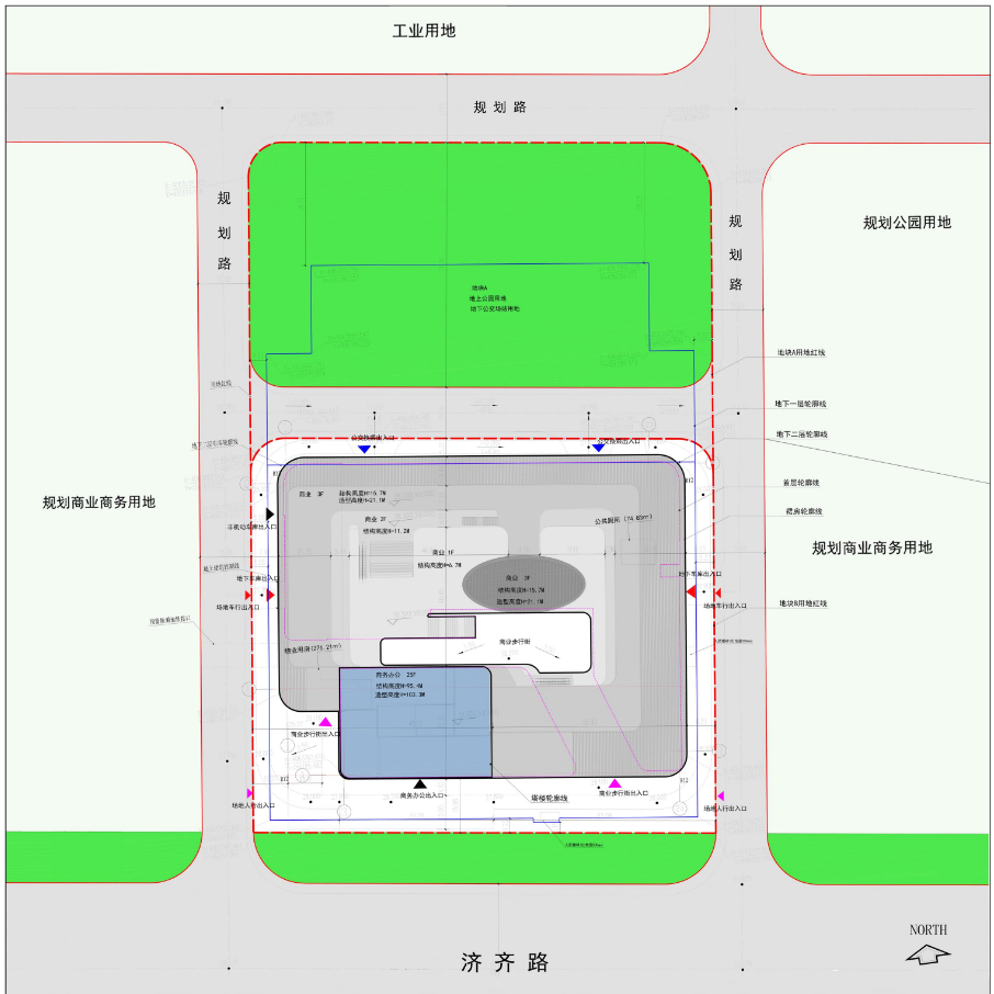 济南将建地标式城市公交枢纽型商办新中心，位于济齐路以北、医学大道以东