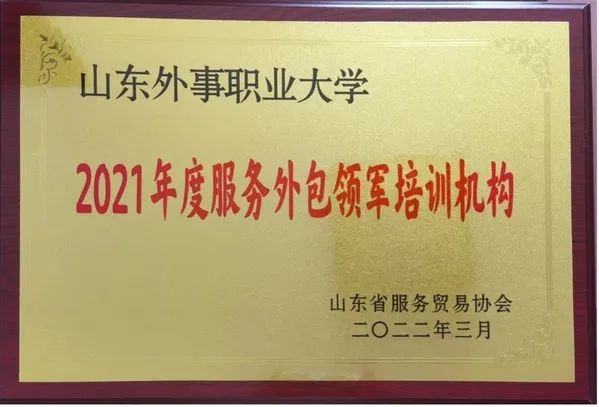 山东外事职业大学获评“山东省2021年度服务外包领军培训机构”