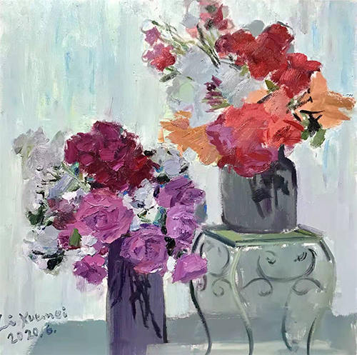 赏著名画家李雪玫油画作品，邂逅一场绚丽的花事