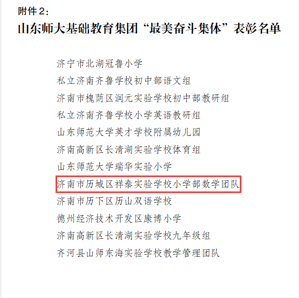 致敬！奋斗的你 济南祥泰实验学校摘得“最美奋斗者”“最美奋斗集体”荣誉称号