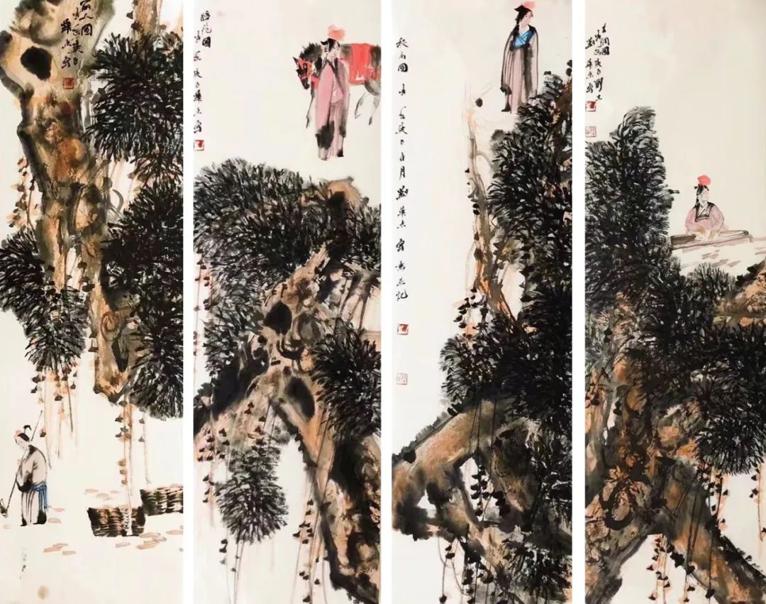 布局工整 构思精妙——品味青年画家刘华东国画四条屏的艺术魅力