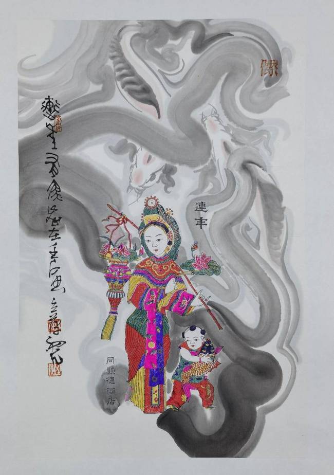 将木版年画与传统水墨画巧妙结合，艺术家赵初凡、赵立萍赋予年画别样新面貌