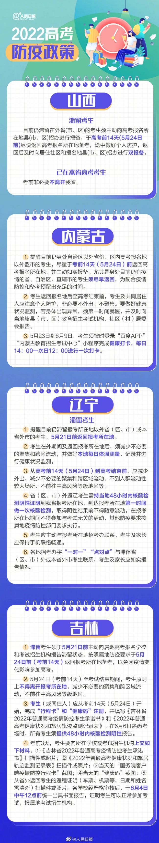 2022年高考将至，31个省区市高考防疫政策汇总来了