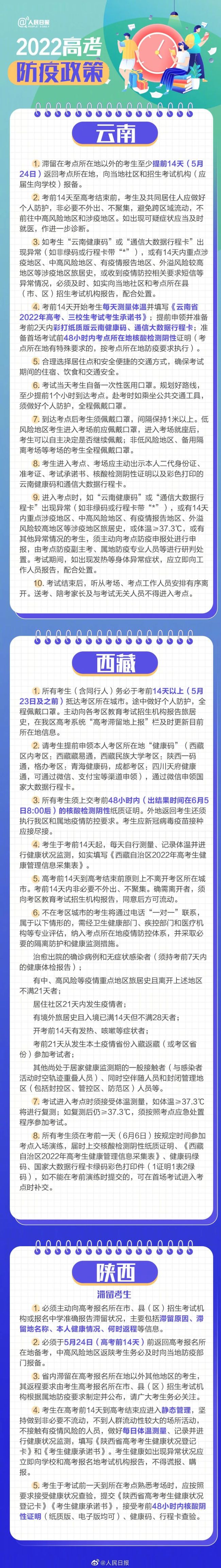 2022年高考将至，31个省区市高考防疫政策汇总来了