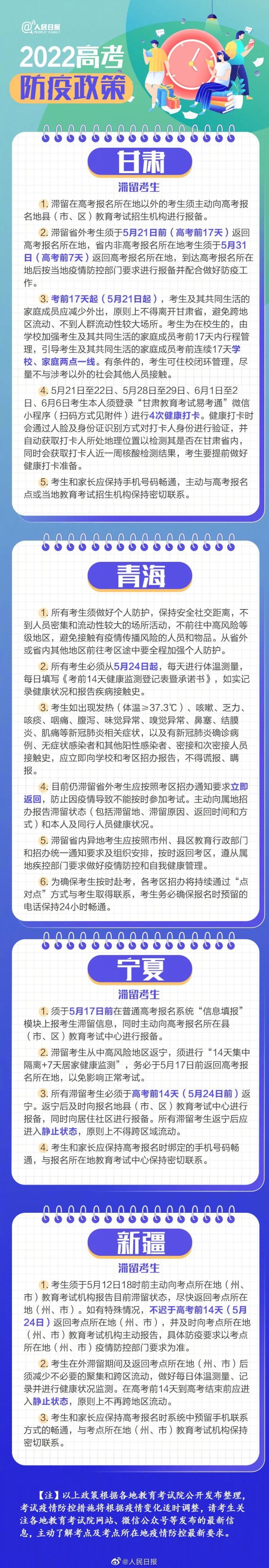 2022年高考将至，31个省区市高考防疫政策汇总来了