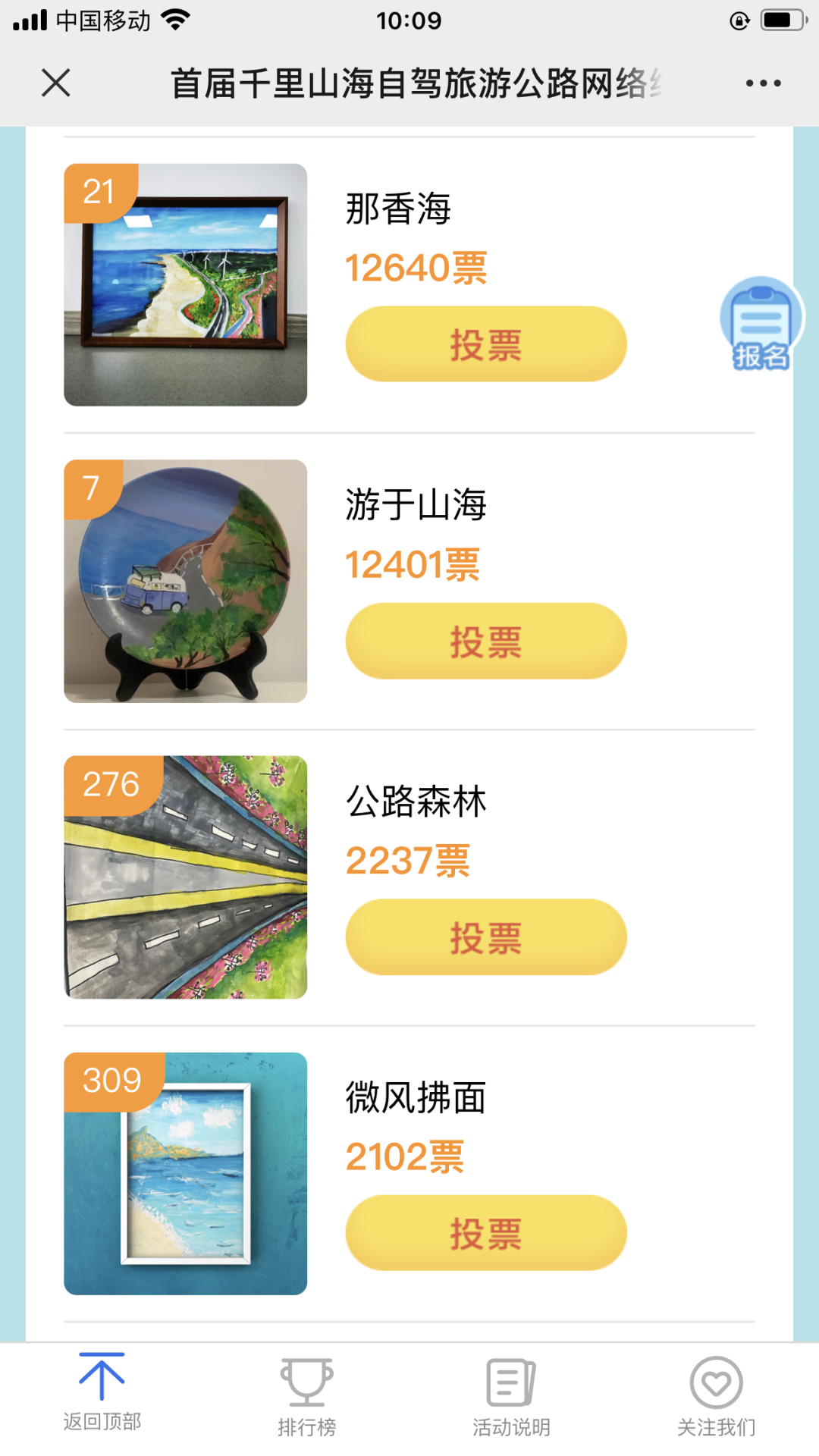 威海市“千里山海自驾旅游公路网络绘画比赛”征稿截止，快来投票吧