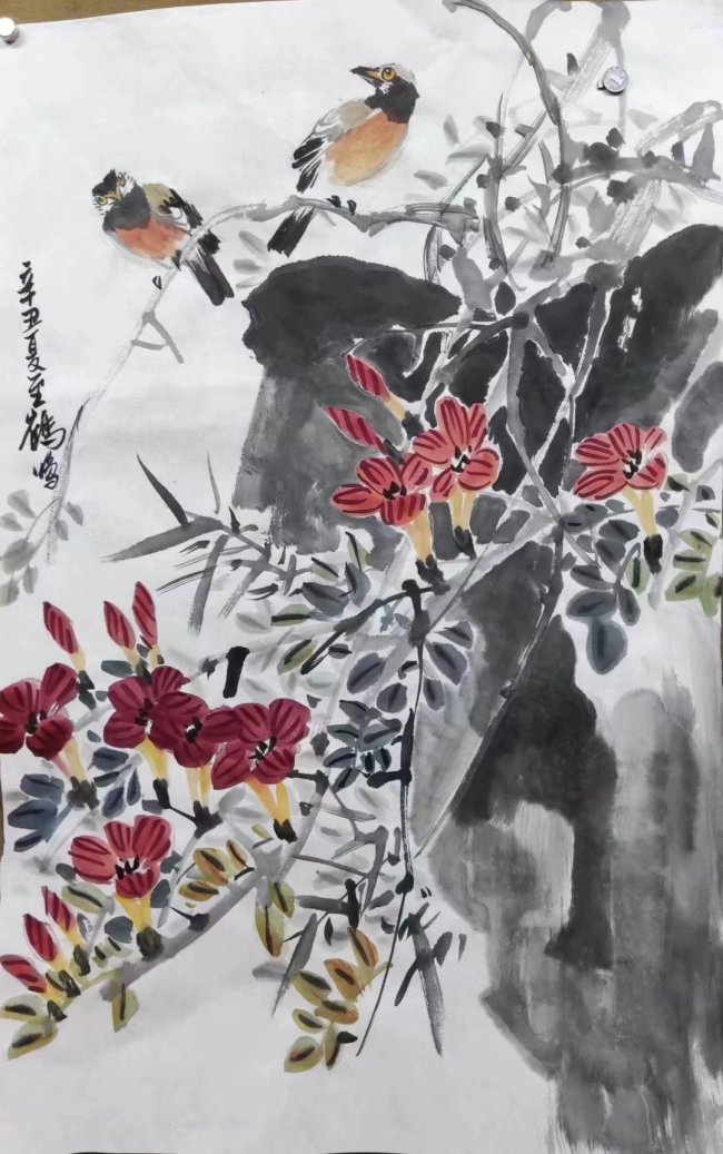 漫野韶光色绿红，喜见莺飞雀逞风——著名画家时鹤鸣花鸟佳作雅赏