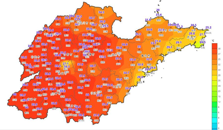 局部超40.0℃，山东高温将持续至6月22日