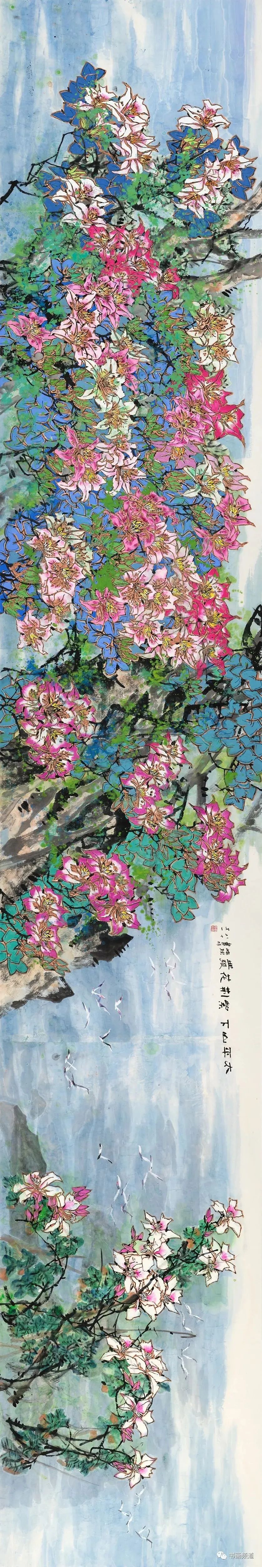 著名画家郭怡孮创作《太平山下  紫荆花发》贺香港回归25周年，并追忆当年回归画展盛况