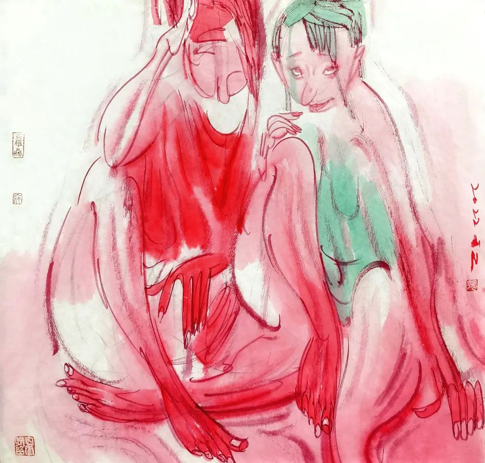 著名画家张江舟应邀参展“水墨之界——中国当代书画名家学术邀请展”，展现“躺平族”系列