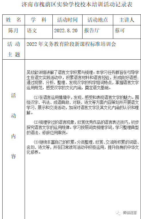 山师保利实验学校小学部全体语数英教师参加济南市“新课程标准培训”