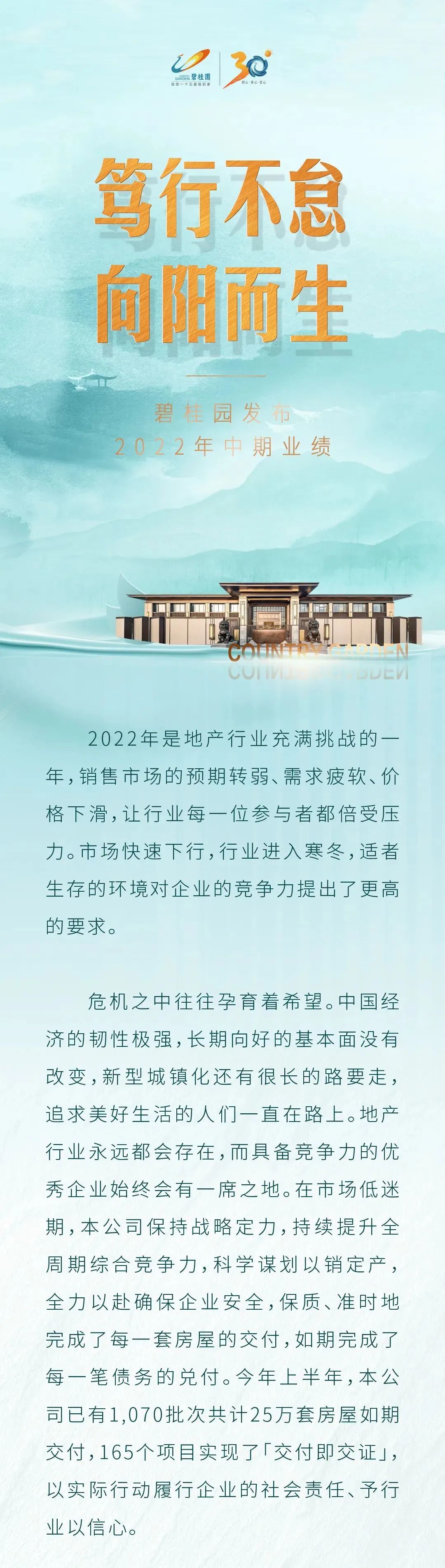 碧桂园集团上半年实现总收入约为1623.6亿元，净利润19.1亿元