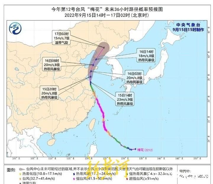 台风“梅花”今日凌晨从青岛沿海进入山东省，后移入渤海海峡