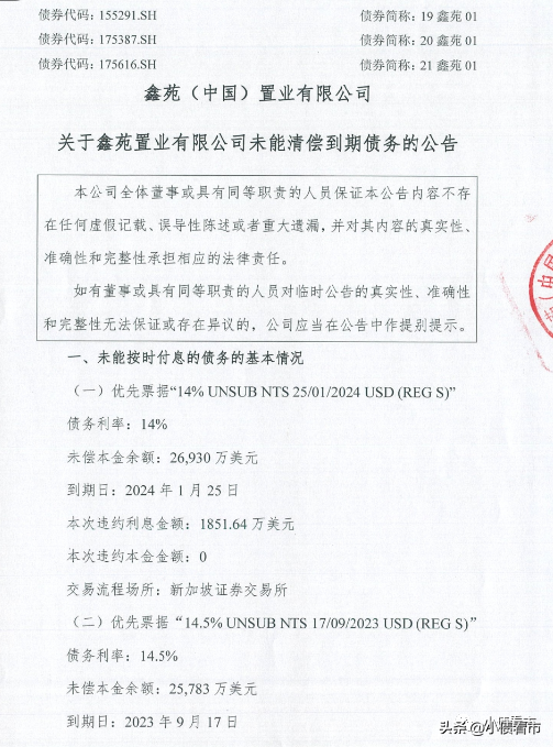 两笔美元债再违约，昔日“河南王”鑫苑置业深陷债务危机、再融资压力大