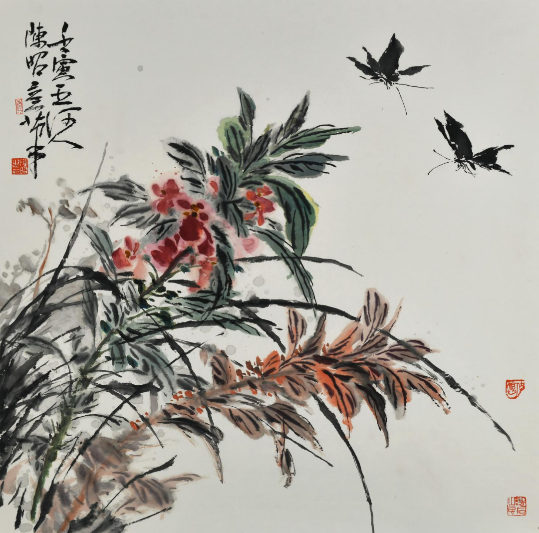 花引蝶 蝶恋花，青年画家陈昭应邀参展“丹青颂中华——全国书画名家邀请展”