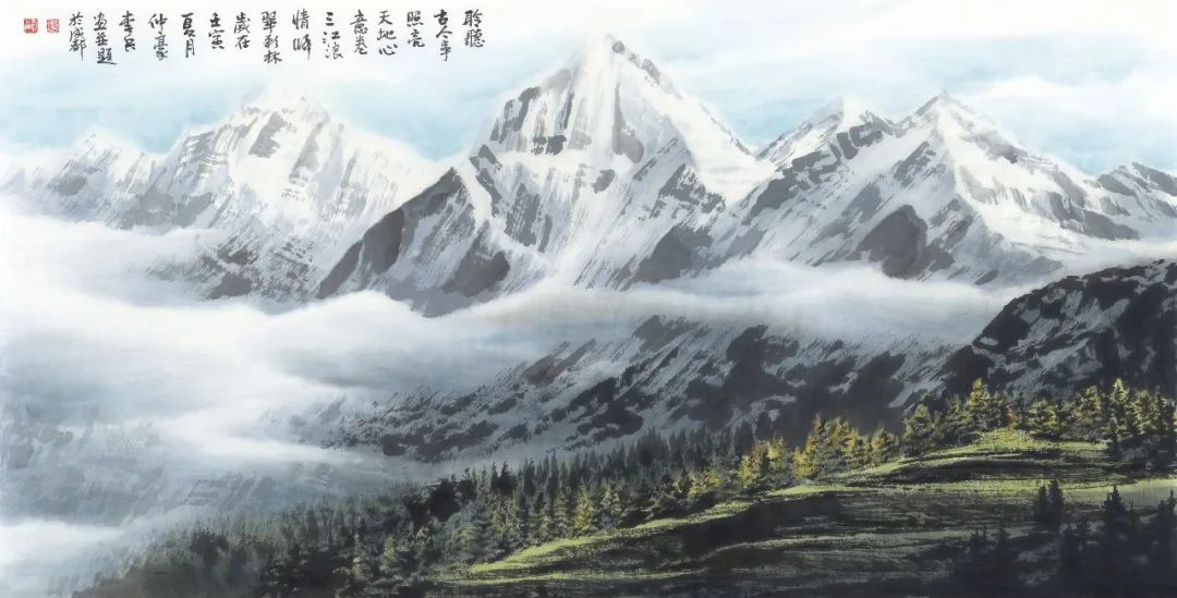 惊见异峰突起 大画雪山奇观——​著名画家李兵高原雪山画法的玄机和价值