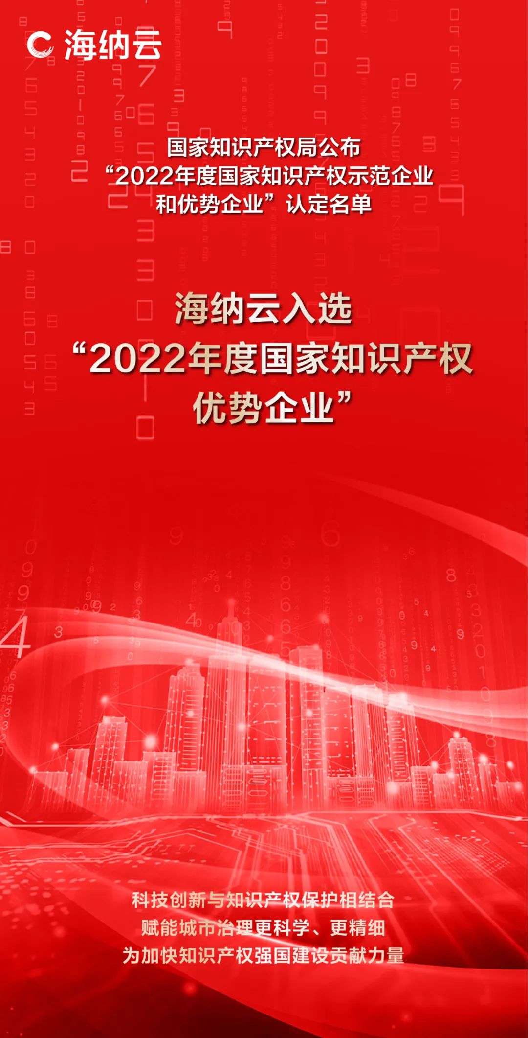 海纳云入选“2022年度国家知识产权优势企业”