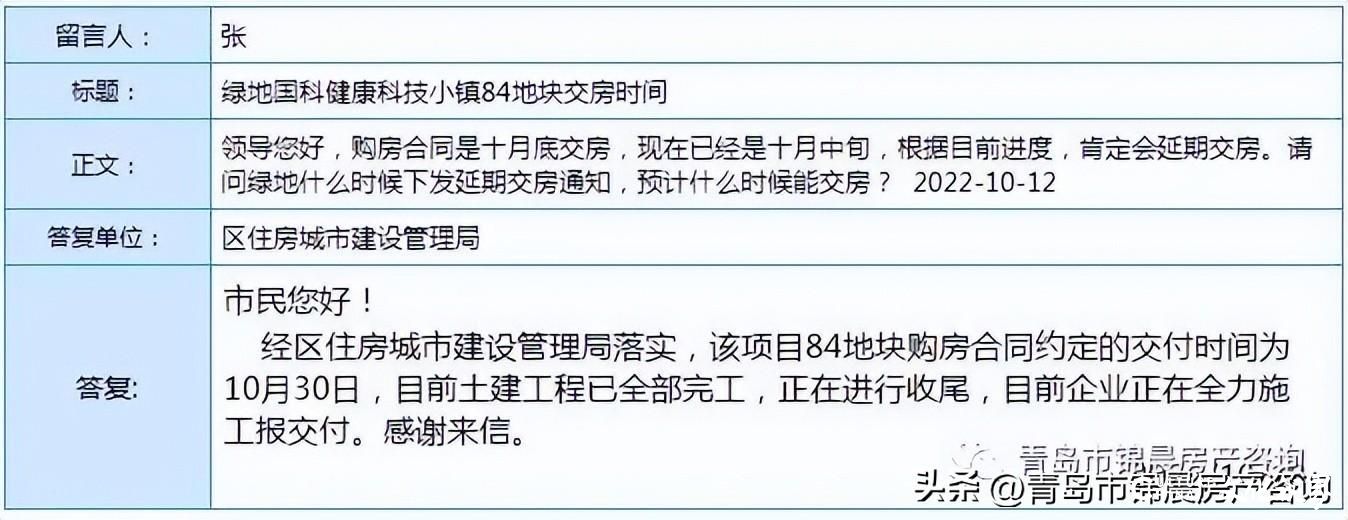 国科兰庭郡、国科健康科技小镇均延期交房，青岛绿地怎么了？