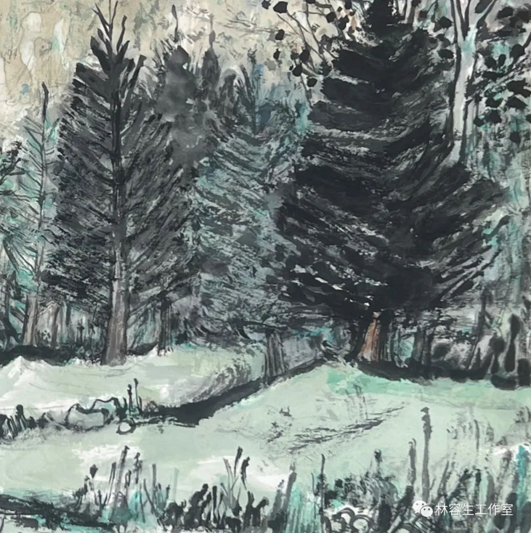 蔚蓝的天空  绿色的山坳——著名画家林容生写生伊春市朗乡新东林场