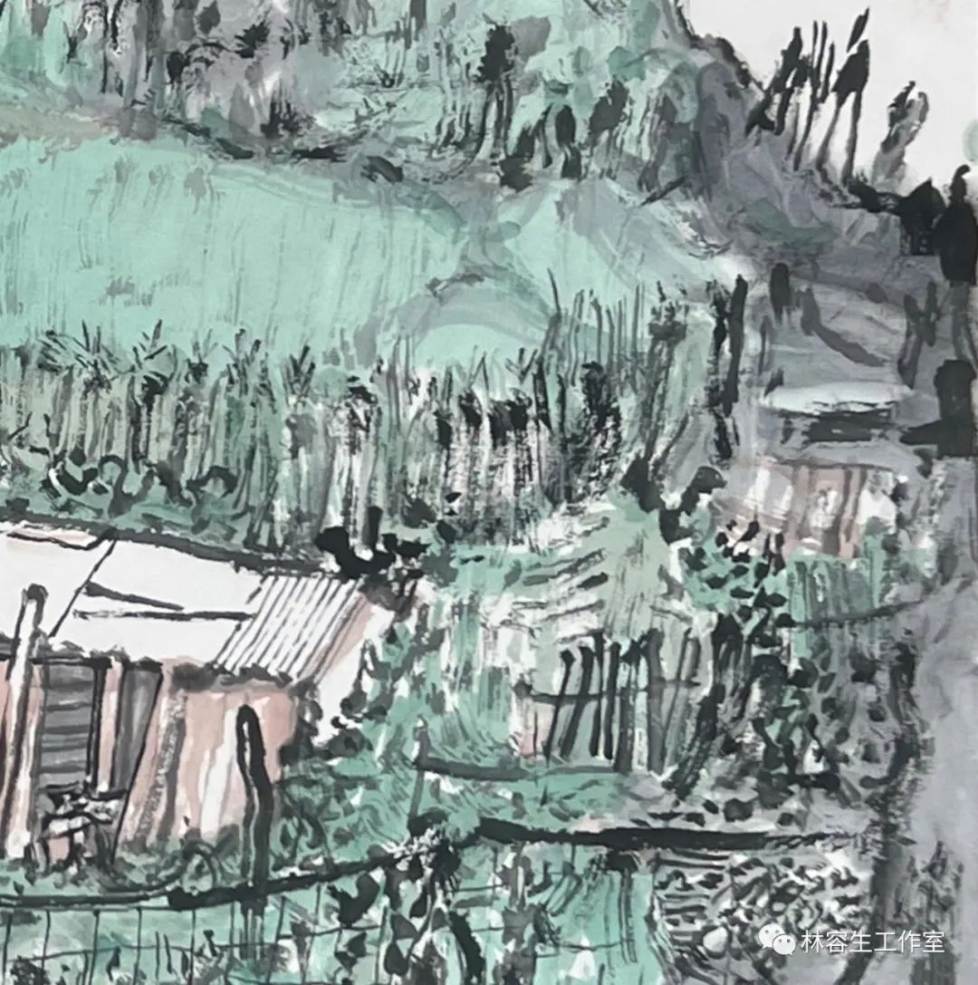 蔚蓝的天空  绿色的山坳——著名画家林容生写生伊春市朗乡新东林场
