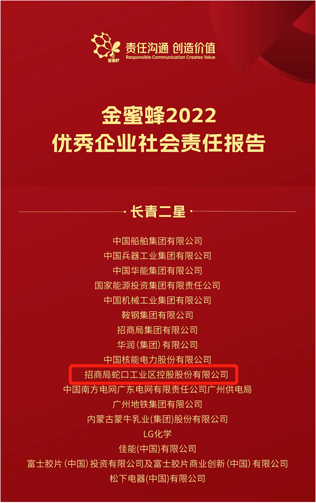 招商蛇口荣获“2022中国地产经营稳健企业奖”等荣誉