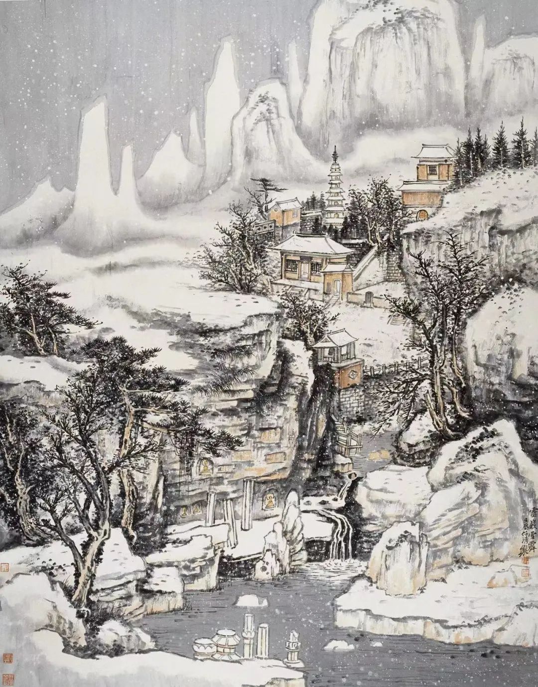 灵岩雪霁  江南写生，著名画家任清应邀参展“上合之约·2022中国画博士学术邀请展”