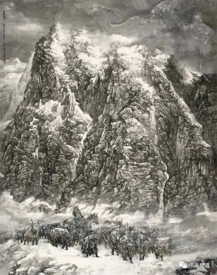 硬朗遒劲  大气磅礴——著名画家祁海峰现场创作《春风又渡太行山》
