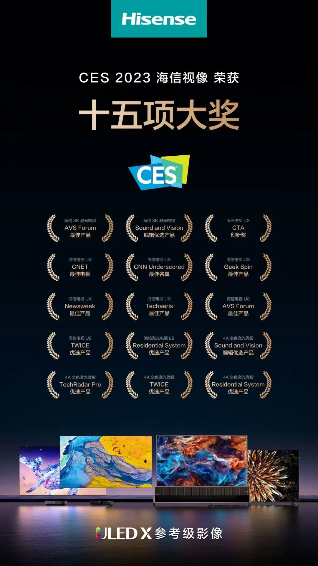 “最佳”“优选”！CES 15项国际大奖授予海信视像