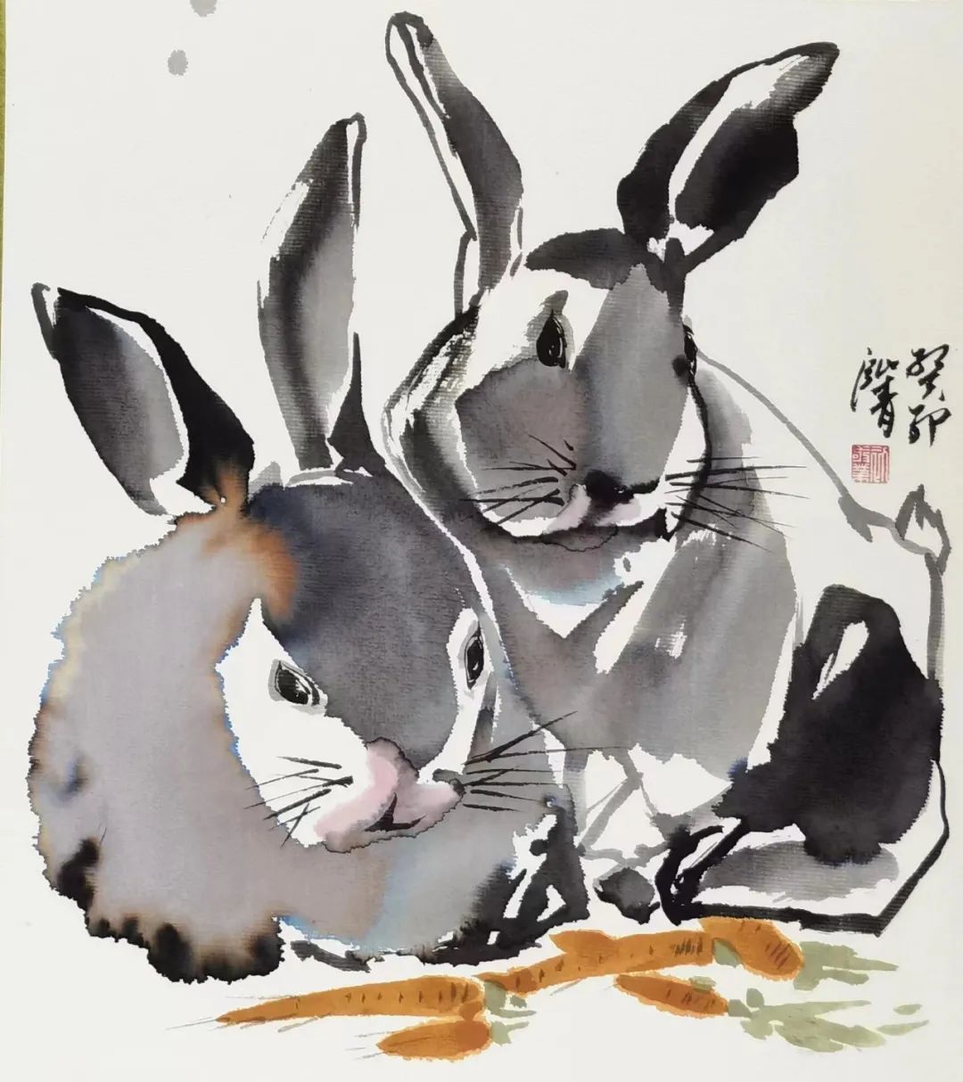 瑞兔迎春 | 初敬业兔年画兔，墨写吉祥