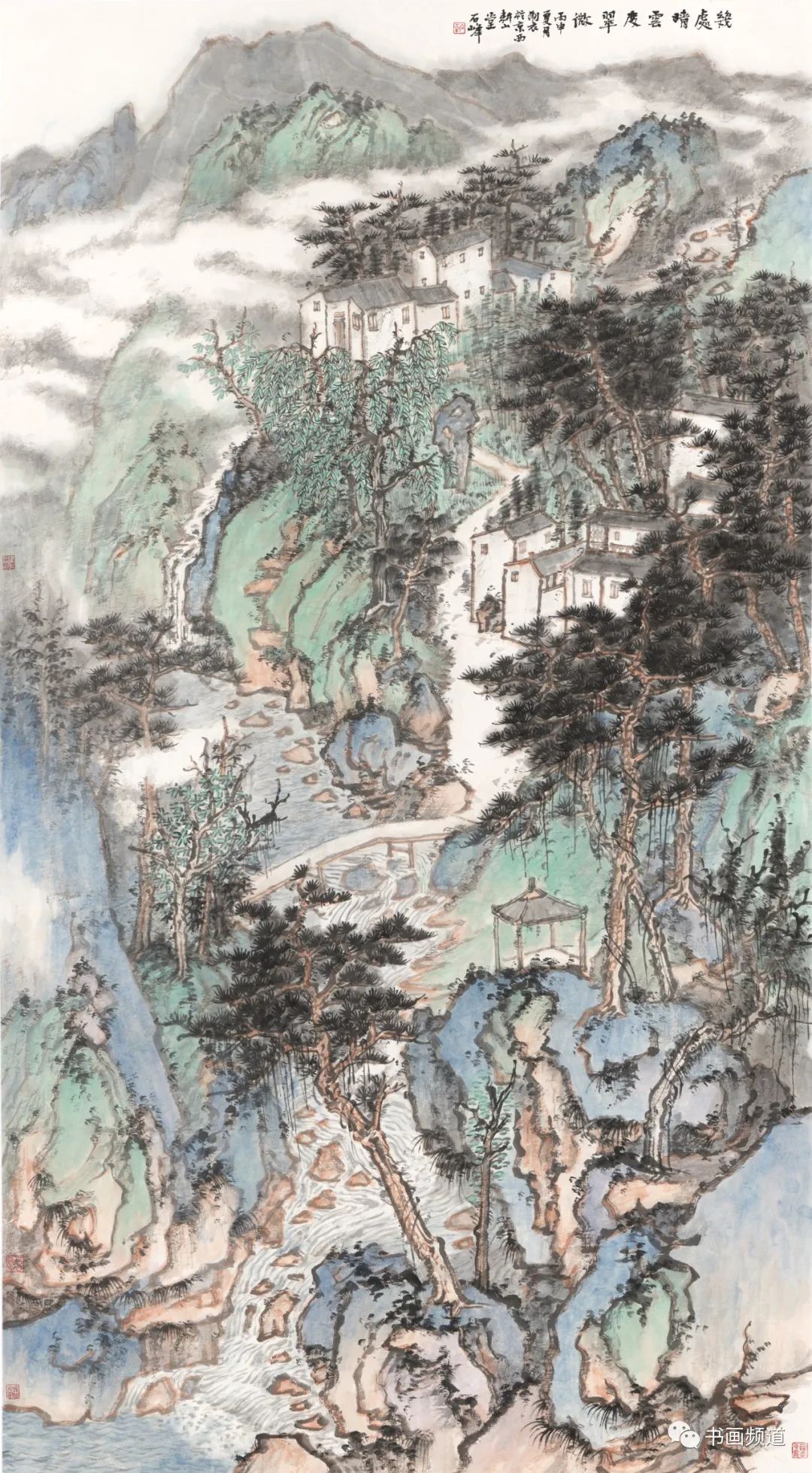 在苍茫中见清润之致，著名画家石峰现场创作《南山瀑水长》