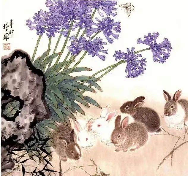 癸卯新春，观赏著名画家方楚雄画的小兔子