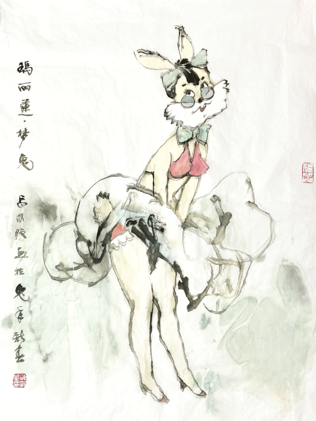 瑞兔呈祥贺新年，赏著名画家岳海波笔下的“玛丽莲·梦兔”