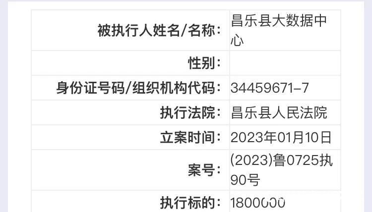 因服务合同纠纷，潍坊昌乐县两政府单位被执行180万元