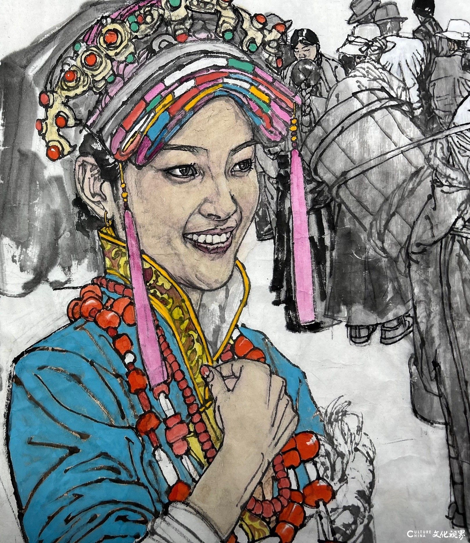 著名画家马国强的人物画：笔墨飘逸生动，展露东方韵致