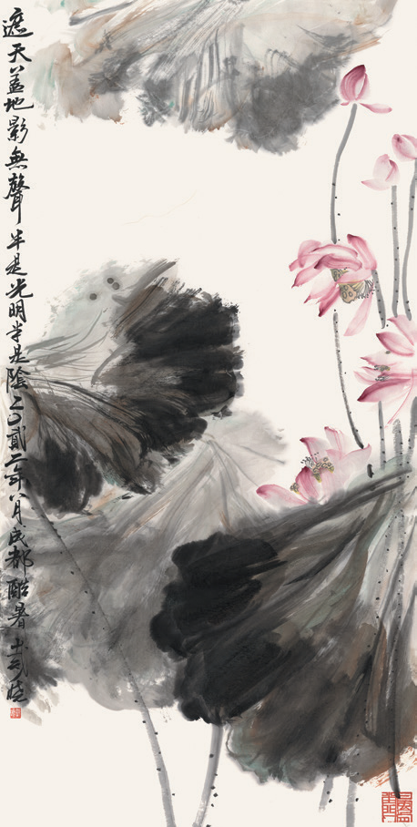 一朵红莲超凡界，“荷风清响——戴晓花鸟画展”将于4月8日在成都开展