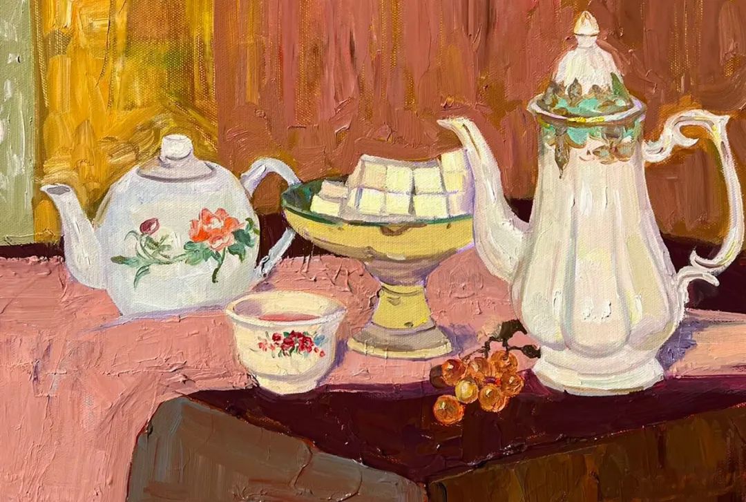 细细品赏著名油画家刘建新的《甜茶》，那浓炼了西域生活史里饱含深情的惊艳瞬间