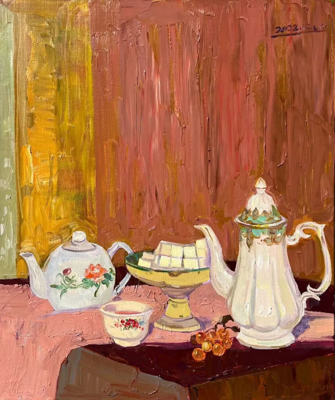 细细品赏著名油画家刘建新的《甜茶》，那浓炼了西域生活史里饱含深情的惊艳瞬间